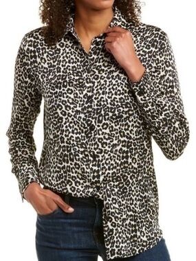 Equipment Femme Reese Leopard Animal Print Button Front Shirt
